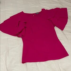 Vizio USA Hot Pink Ruffle-Sleeve Blouse